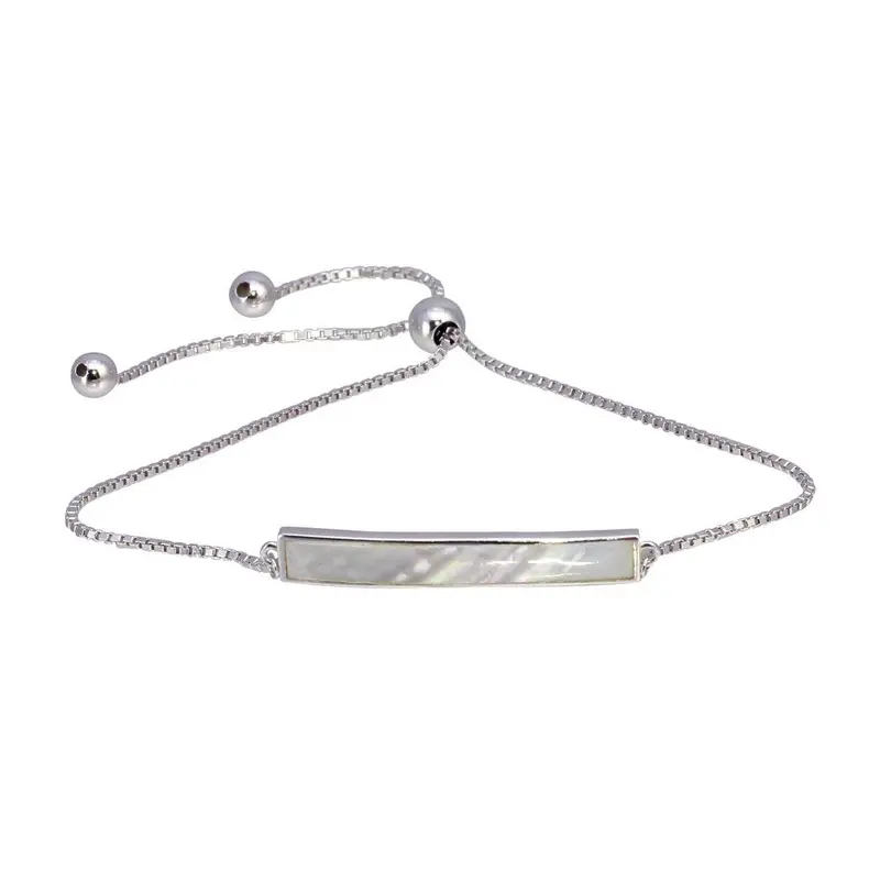 Mother-Of-Pearl Bar Lariat Bracelet In Rhodium-Plated Sterling Silver – Gmb00067 1