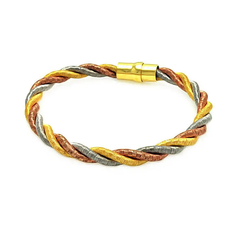 Multi-Tone Twist Rope Italian Bracelet In Sterling Silver 1