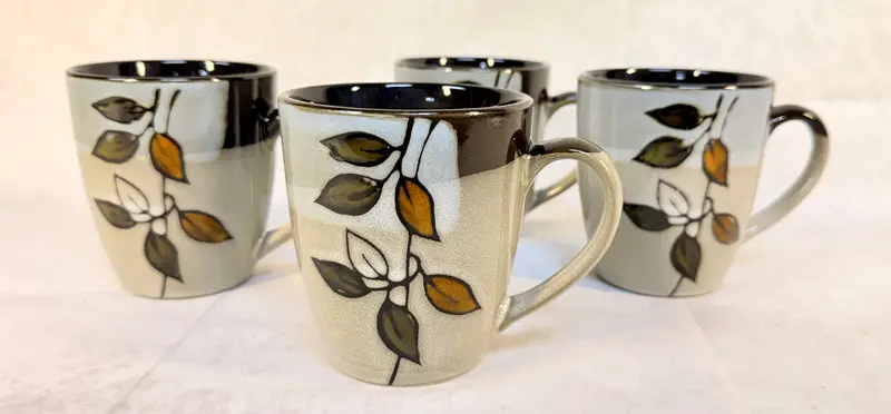 Pfaltzgraff Rustic Leaves Ceramic Mugs – Set Of Four Dishwasher-Safe Cups 1