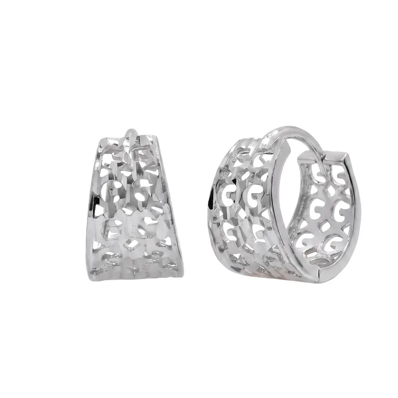 Polished Tube Huggie Hoop Earrings In Rhodium-Plated Sterling Silver 1