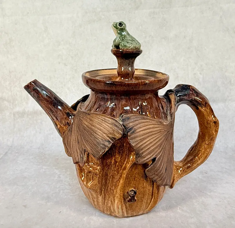 R. Wolff Vintage Stoneware Teapot With Frog-Shaped Lid 1