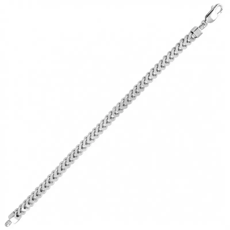 Rhodium-Plated 925 Sterling Silver Franco Bracelet (7.2Mm) – Ch429 Rh Br 1