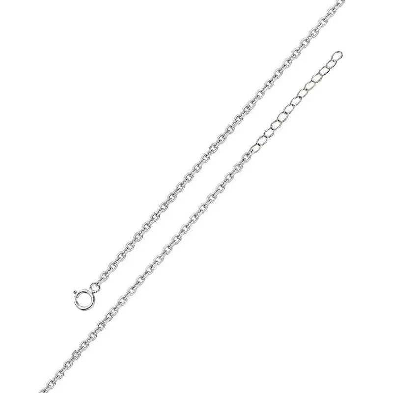 Rhodium-Plated Adjustable Sterling Silver Extension Chain (1.6Mm) With Spring Ring - S040Rh-Spring 1