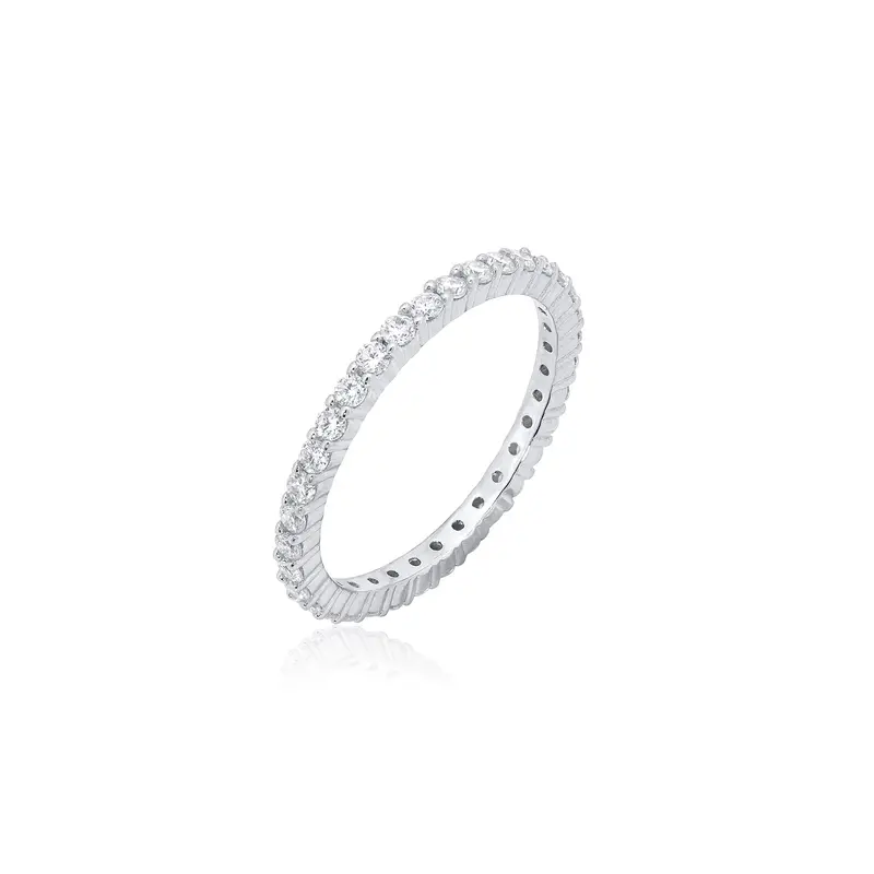 Rhodium-Plated Sterling Silver Moissanite Eternity Band – 1.5Mm Stones 1