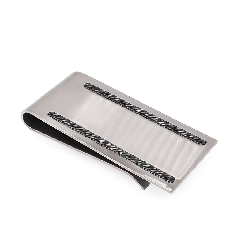 Rope-Edge Money Clip – 22Mm × 49Mm Rhodium-Plated Stainless Steel 1