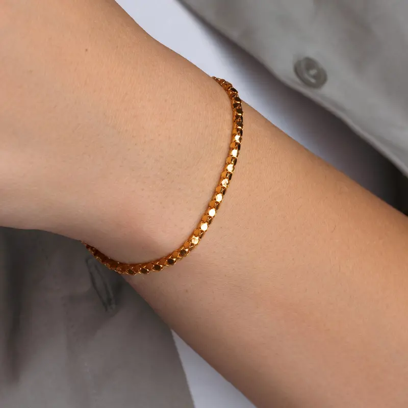 Rose Gold-Plated Skinny Multi-Circle Italian Bracelet In Sterling Silver 1