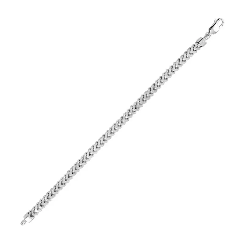 Slim Rhodium-Plated 925 Sterling Silver Franco Chain Or Bracelet (4.8Mm) – Ch424 Rh 1