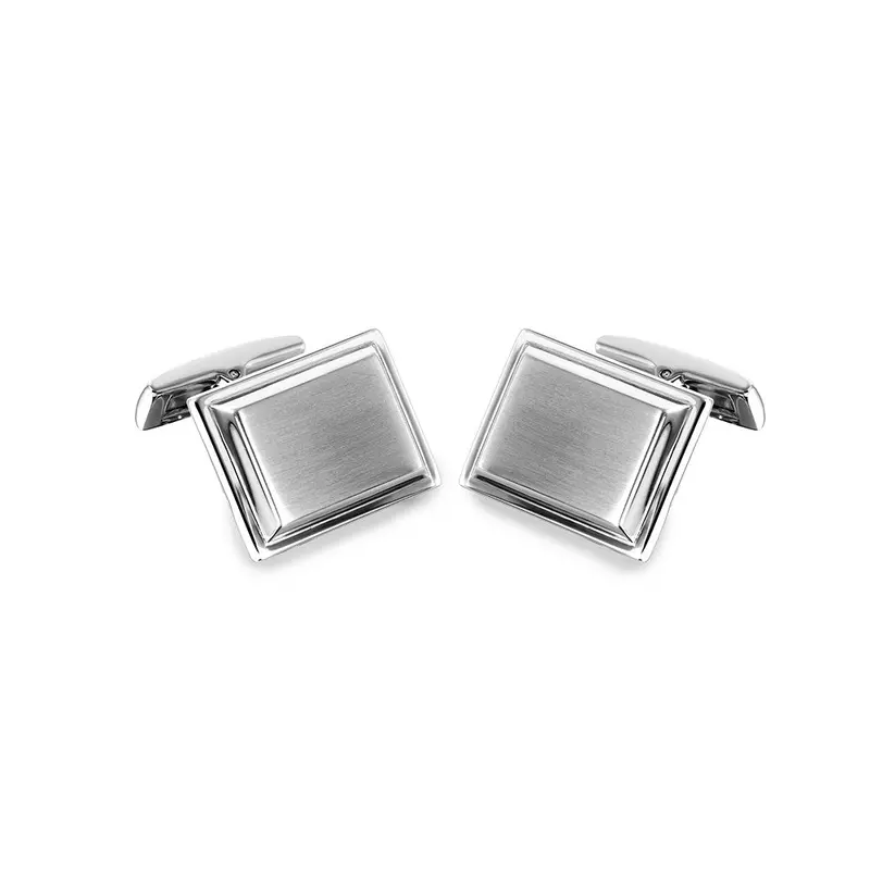 Stainless Steel Rhodium-Plated Square Cufflink – 16X20Mm Whale Back Fastening 1