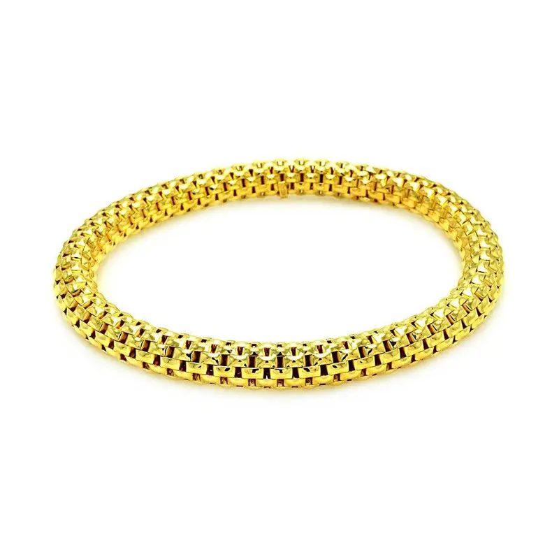 Stretchable Gold-Plated Box Link Italian Bracelet In Sterling Silver 1
