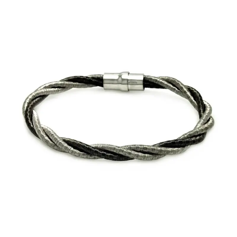 Twist Rope Italian Bracelet In Sterling Silver With Dual Rhodium Finish 1