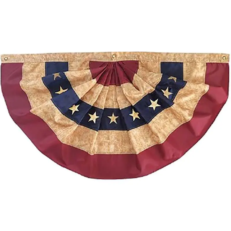 Vintage-Style Patriotic Flag Bunting – Tea-Stained 36-Inch Garland 1