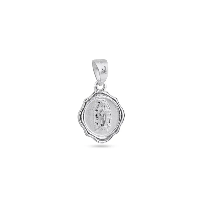 Wavy-Edge Lady Of Guadalupe Pendant In Polished 925 Sterling Silver (Jca010-1) 1
