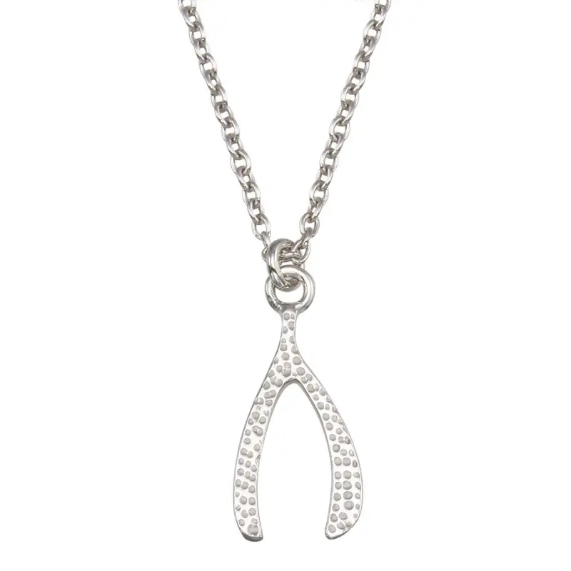 Wishbone Symbol Pendant Necklace In Rhodium-Plated Sterling Silver - Sop00149 1