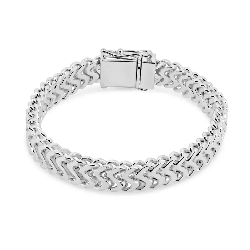 Zigzag Flat-Sided Bracelet In 925 Sterling Silver (10Mm Width) - Chhb002 1